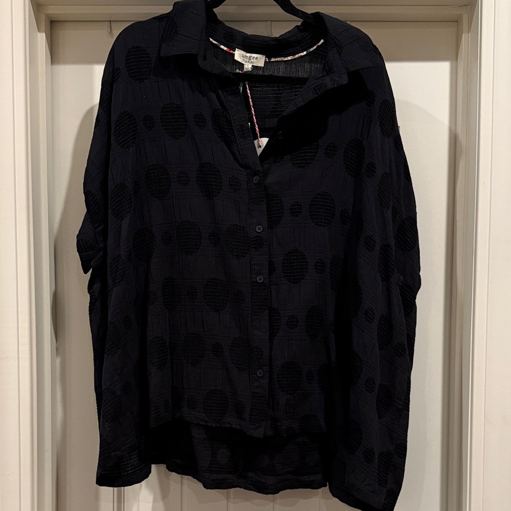 Black Textured Button-Up Shirt